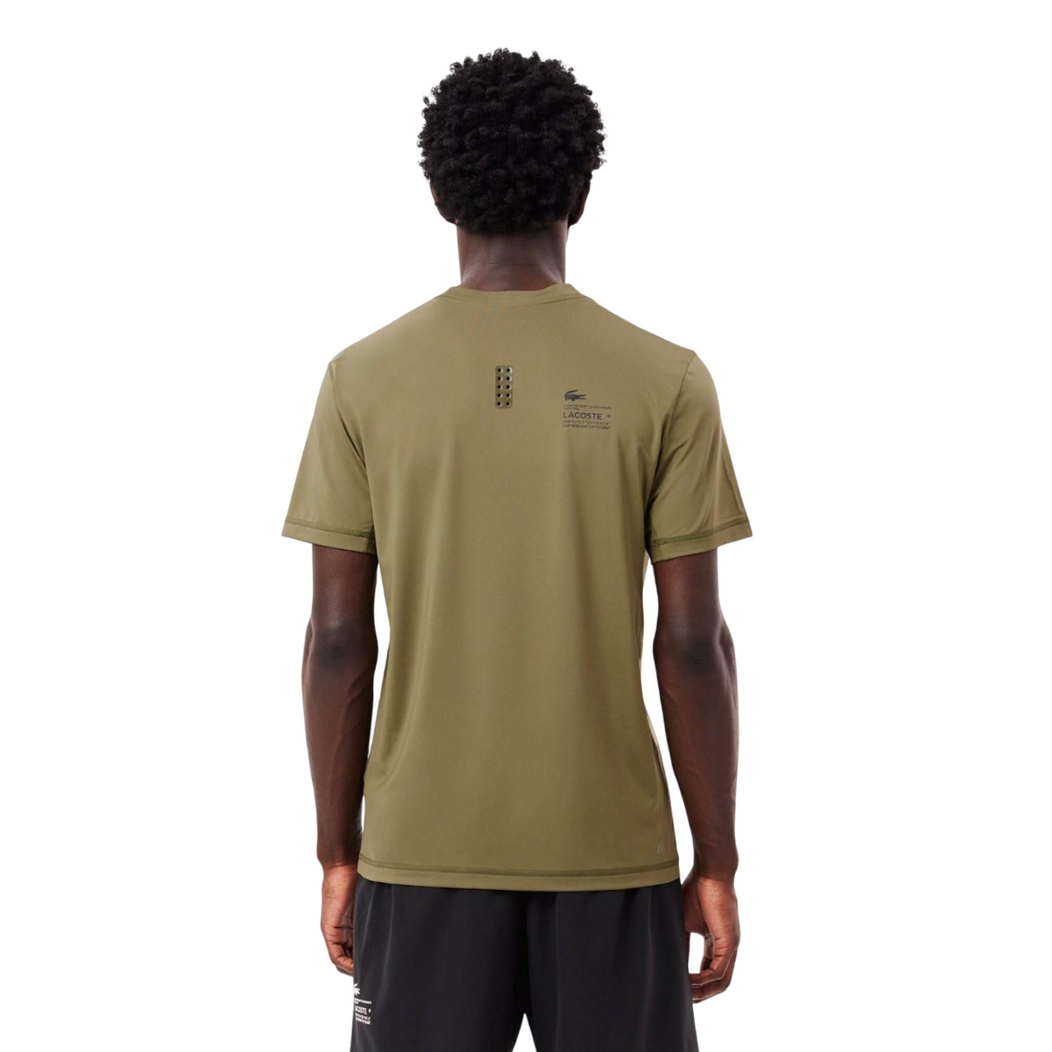 Khaki - Back - Lacoste Mens Stretch Jersey Slim Sports T-Shirt