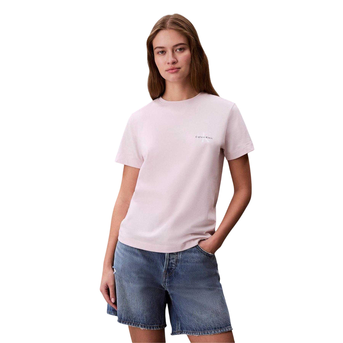 Pink-Black - Back - Calvin Klein Womens-Ladies Logo T-Shirt (Pack of 2)