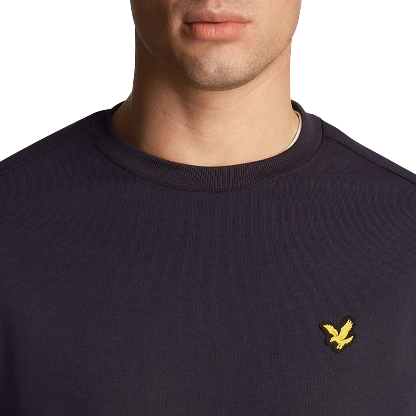Navy - Side - Lyle & Scott Mens Fly Fleece Crew Neck Sweatshirt