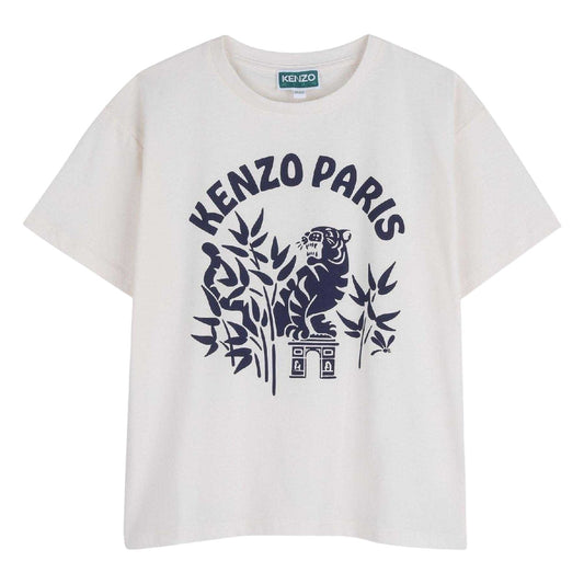 Cream - Front - Kenzo Childrens-Kids Paris T-Shirt