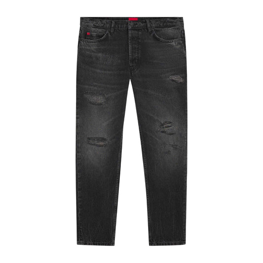Medium Grey - Front - Hugo Mens Denim Distressed Jeans