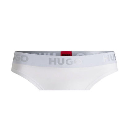 White - Back - Hugo Womens-Ladies Sporty Logo Thong