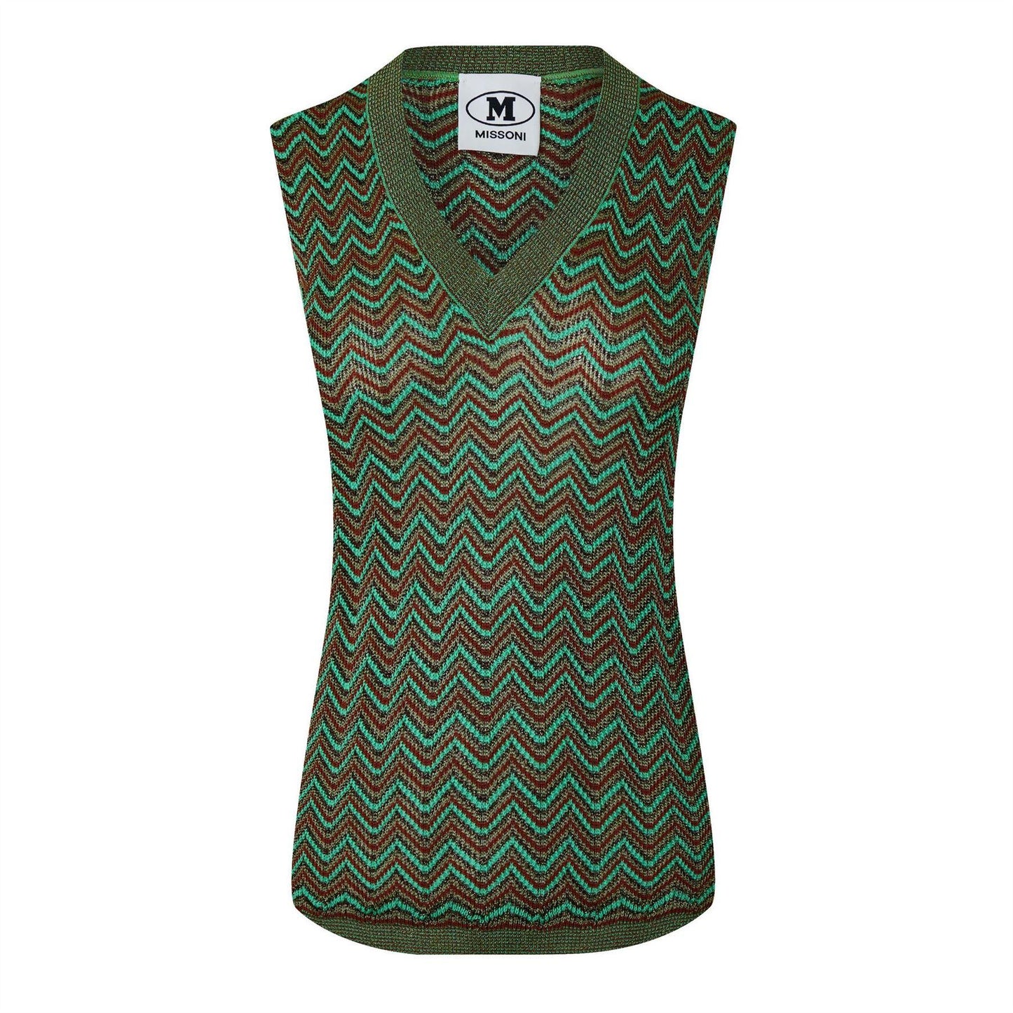 Multicoloured - Front - Missoni Womens-Ladies Zig Zag Knitted Sleeveless Tank Top