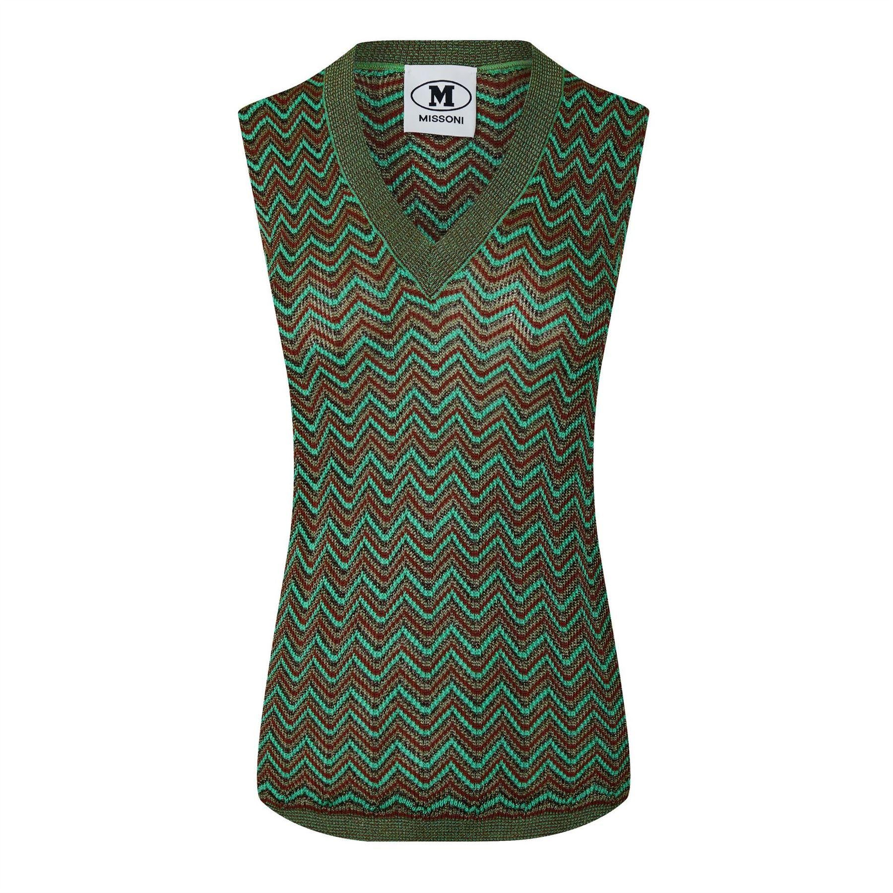 Multicoloured - Front - Missoni Womens-Ladies Zig Zag Knitted Sleeveless Tank Top