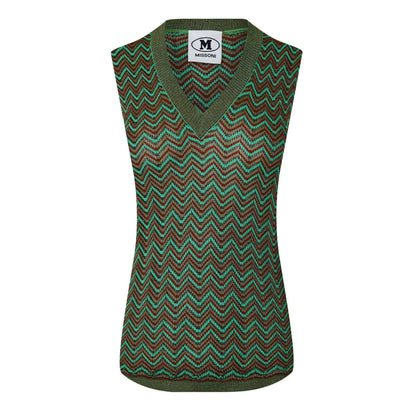 Multicoloured - Front - Missoni Womens-Ladies Zig Zag Knitted Sleeveless Tank Top