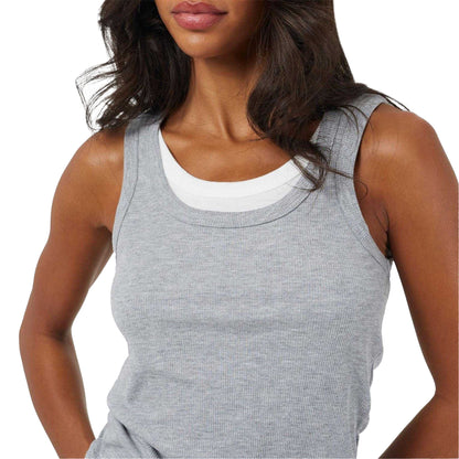 Grey-White - Side - Brave Soul Womens-Ladies Layered Sleeveless Tank Top