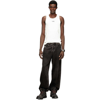 White - Side - Diesel Mens Logo Cotton Blend Tank Top