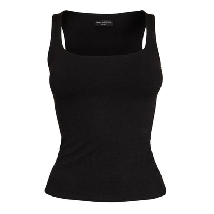 Black - Front - Naked Wardrobe Womens-Ladies Fitted Tank Top