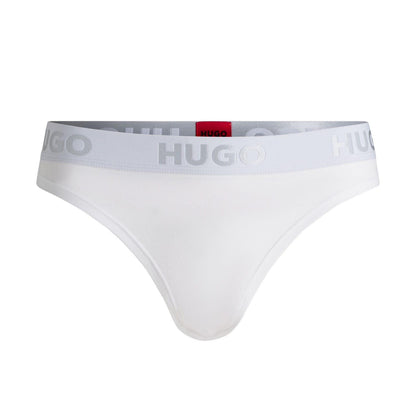 White - Front - Hugo Womens-Ladies Sporty Logo Thong