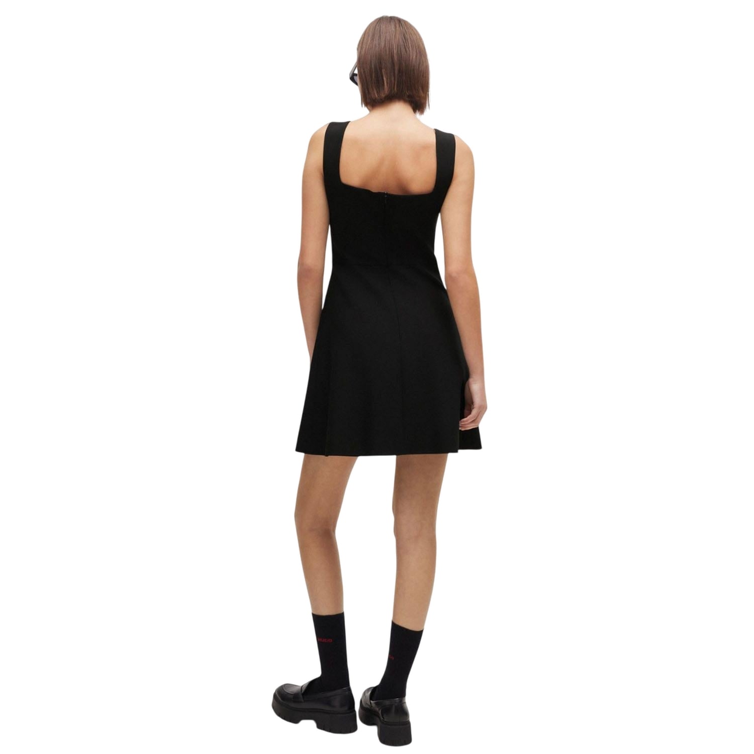 Black - Back - Hugo Womens-Ladies Kasanka Metal Logo Mini Dress