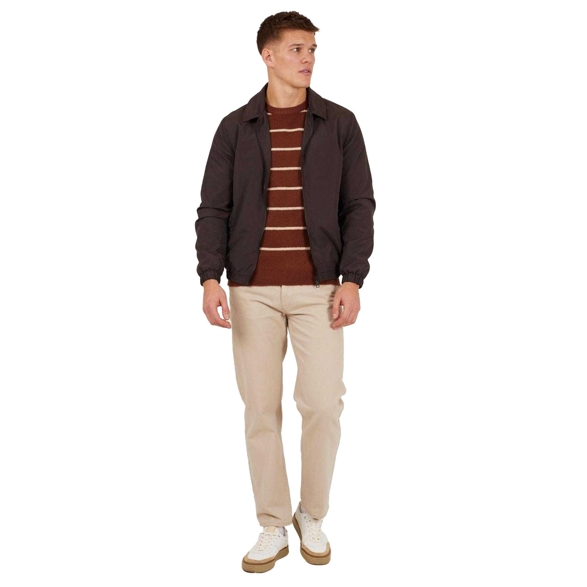 Brown - Lifestyle - Brave Soul Mens Lightweight Harrington Jacket