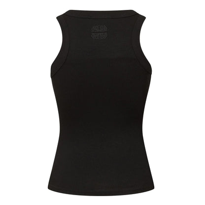 Black - Back - Never Fully Dressed Womens-Ladies Sunflower Ribbed Tank Top