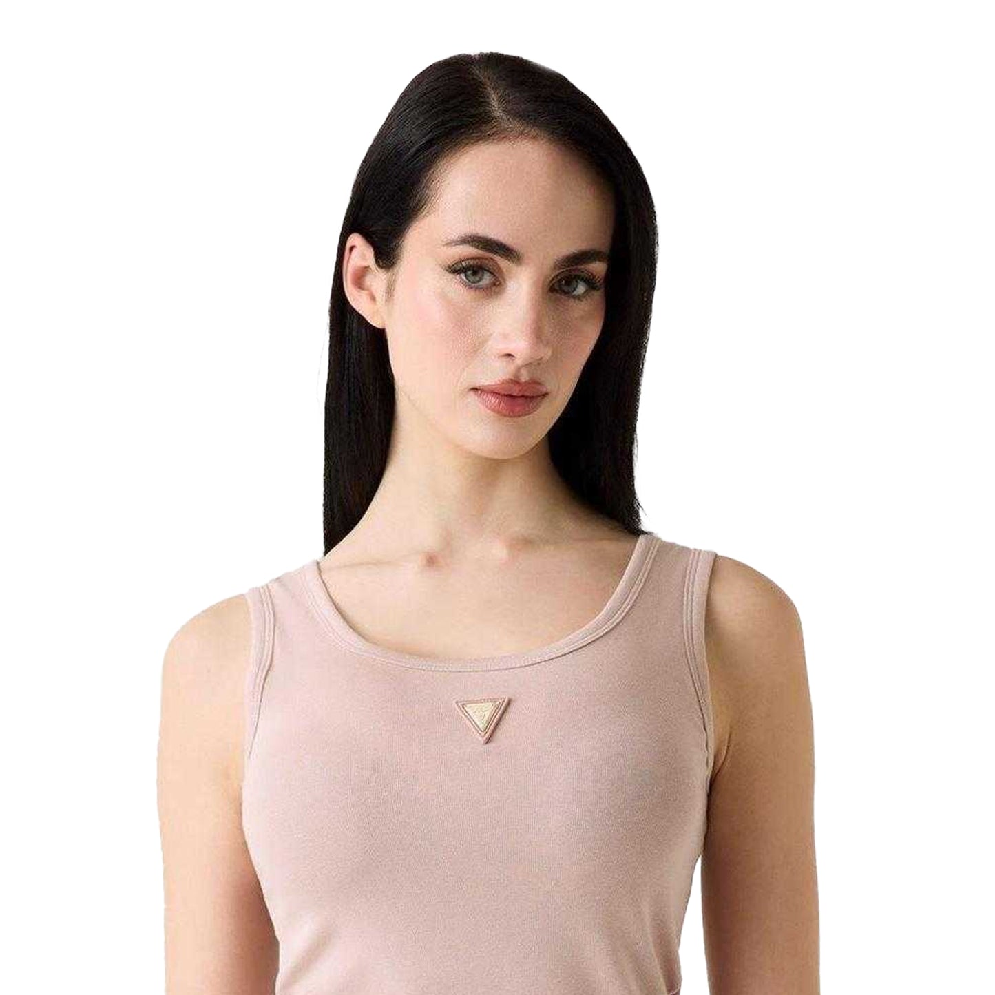 Mauve - Side - Guess Womens-Ladies Olympe Triangle Logo Tank Top