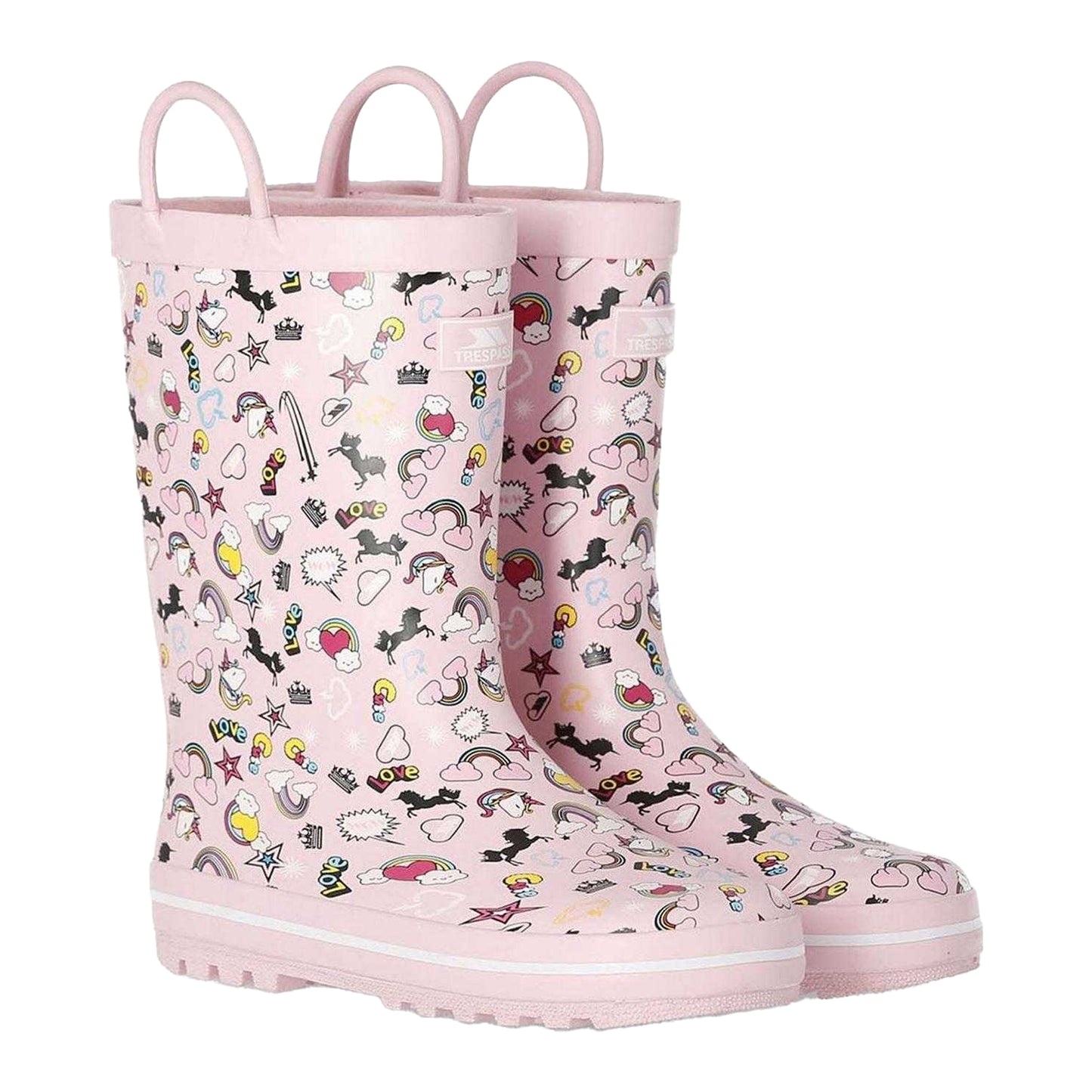 Pink - Back - Trespass Girls Unicorn And Rainbow Wellington Boots