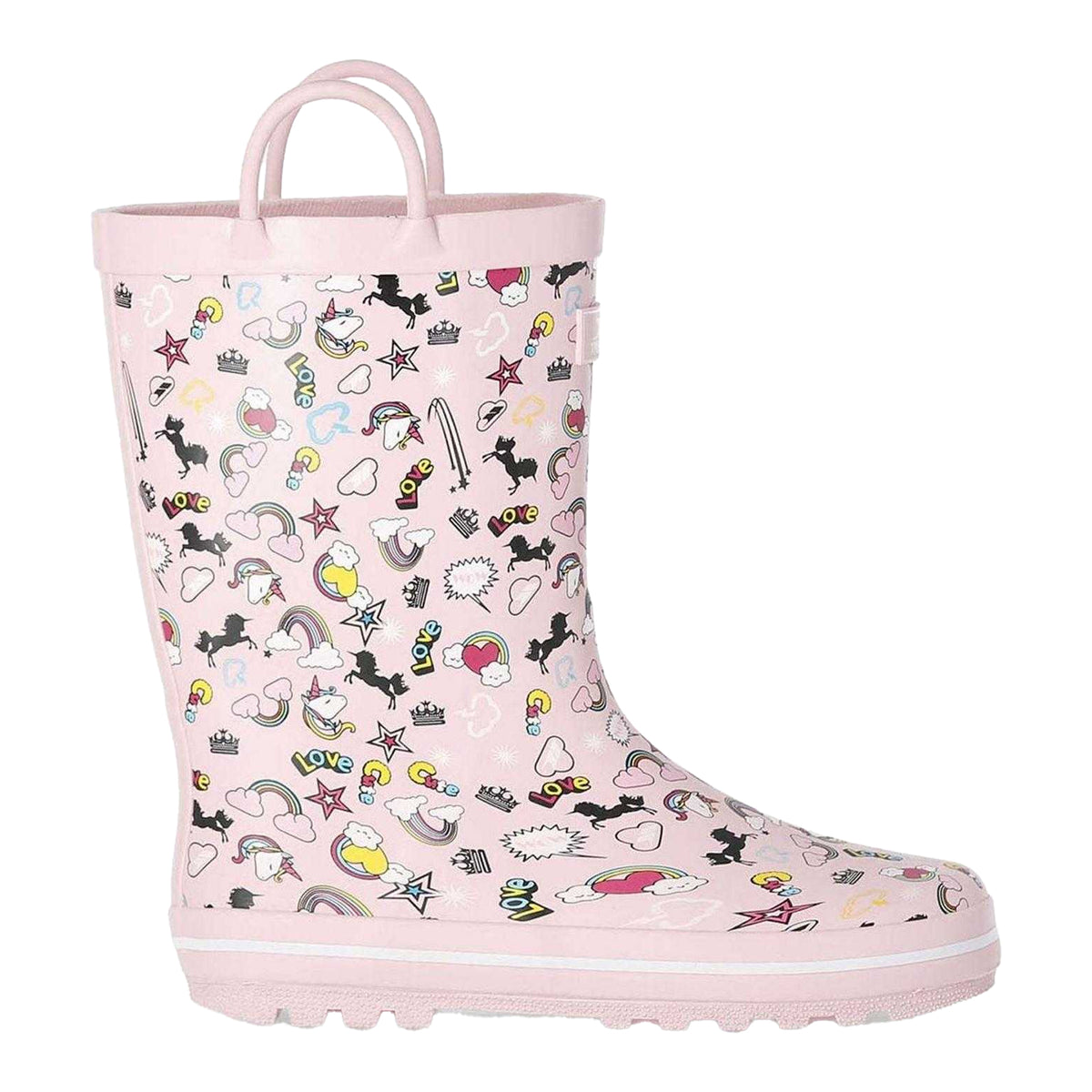 Pink - Front - Trespass Girls Unicorn And Rainbow Wellington Boots