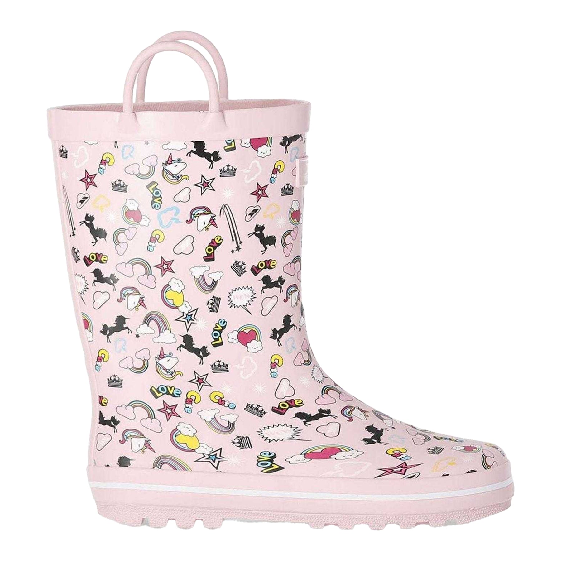 Pink - Front - Trespass Girls Unicorn And Rainbow Wellington Boots
