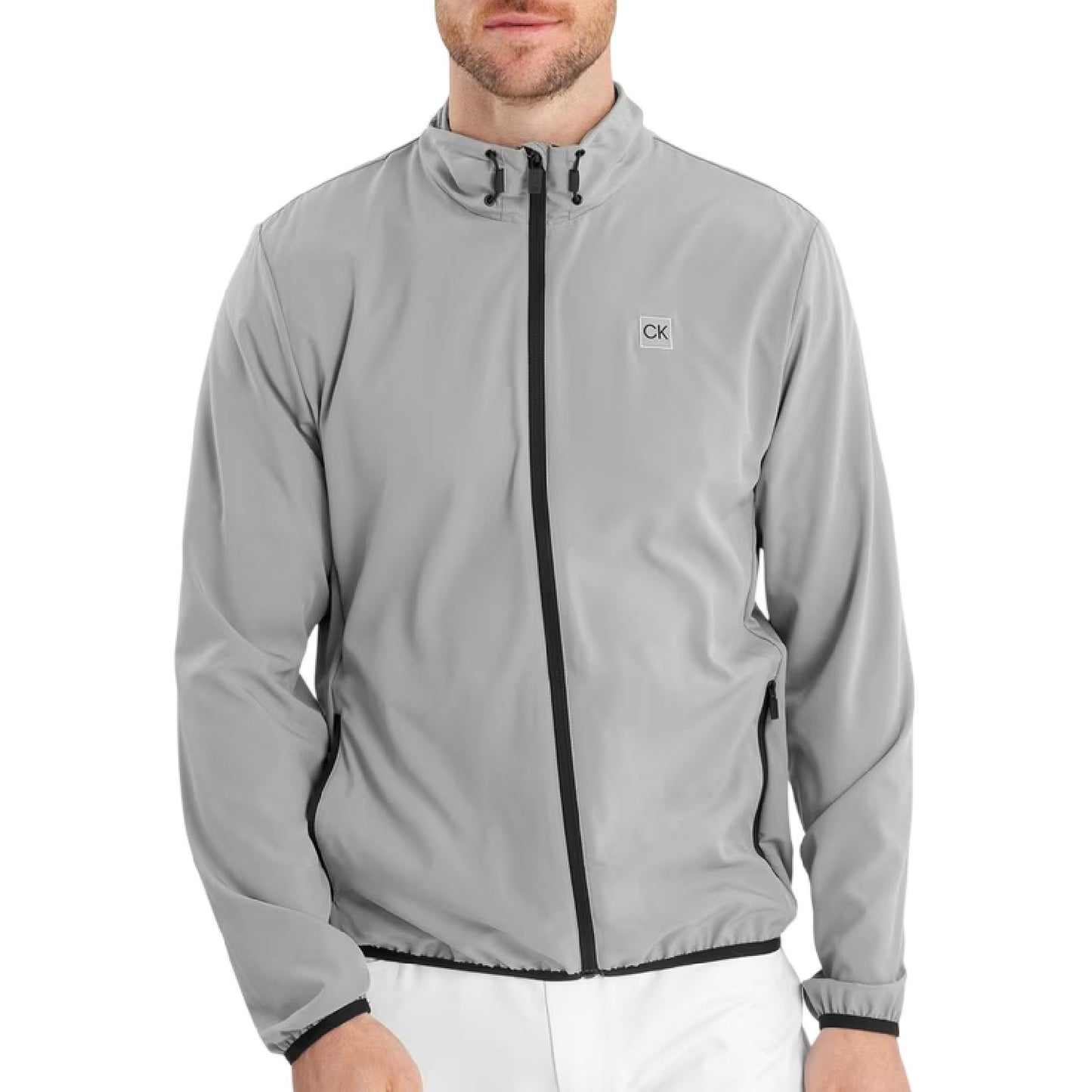Silver - Side - Calvin Klein Mens Performance Wind Resistant Golf Jacket