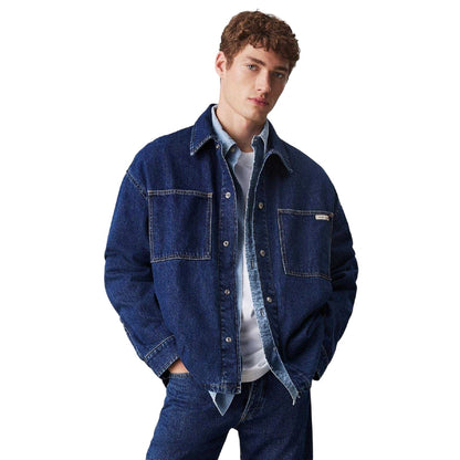 Dark Denim - Side - Calvin Klein Mens Jeans Front Pocket Relaxed Fit Denim Jacket