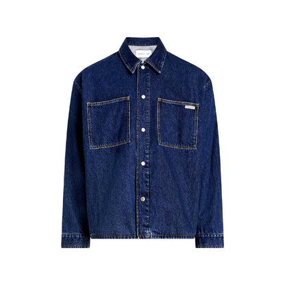 Dark Denim - Front - Calvin Klein Mens Jeans Front Pocket Relaxed Fit Denim Jacket