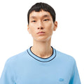 Light Blue - Side - Lacoste Mens Pique Striped Neckline T-Shirt
