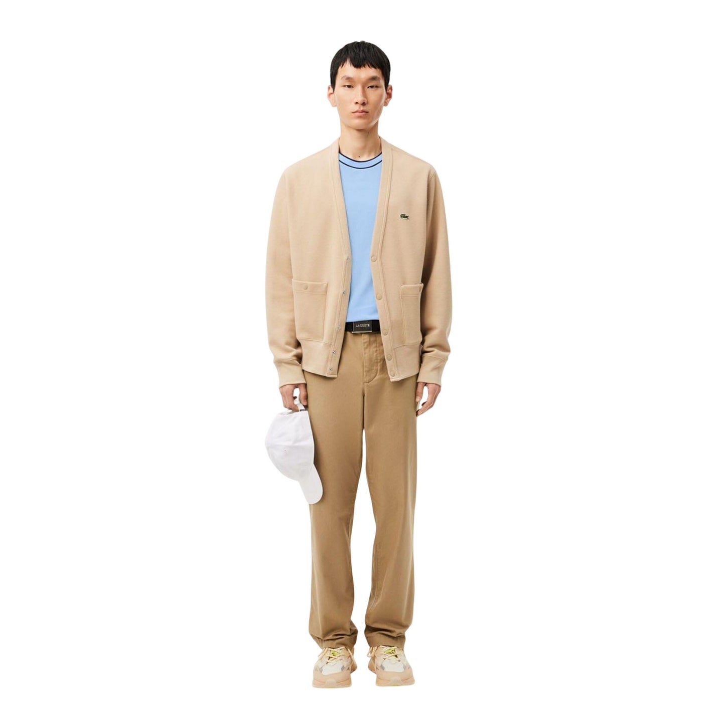 Light Blue - Pack Shot - Lacoste Mens Pique Striped Neckline T-Shirt
