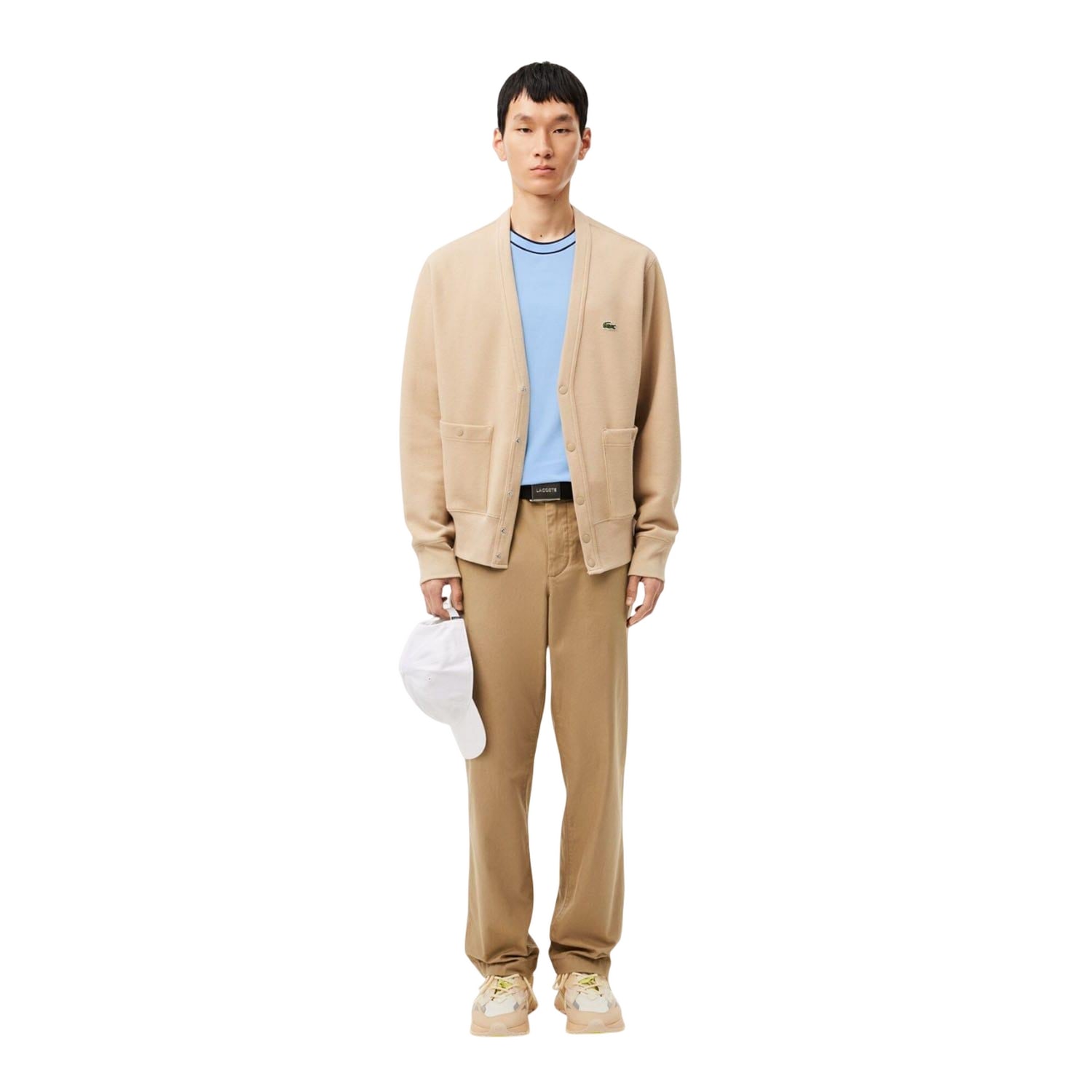 Light Blue - Pack Shot - Lacoste Mens Pique Striped Neckline T-Shirt
