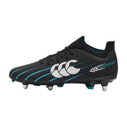Jet Black - Back - Canterbury Childrens-Kids Speed Soft Ground Rugby Boots