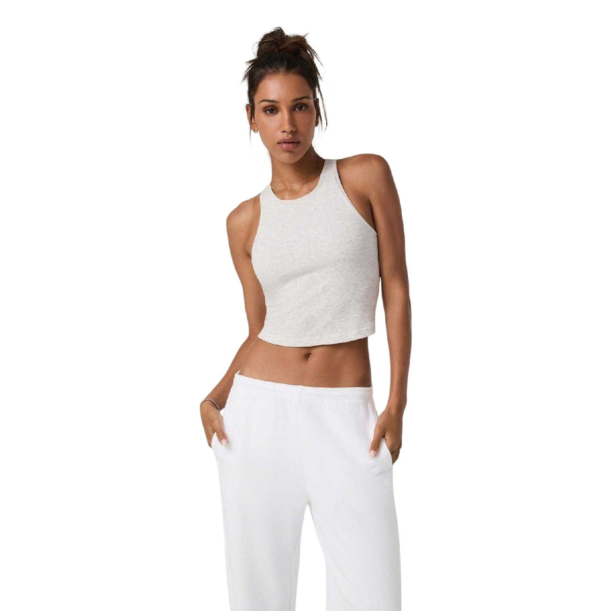 White Heather - Lifestyle - Vuori Womens-Ladies Pose Performance Moisture Wicking Slim Tank Top