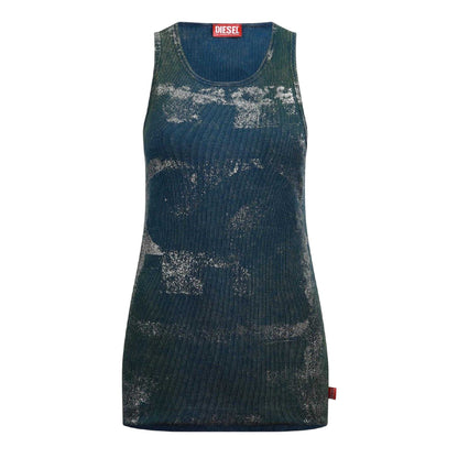 Ensign Blue - Front - Diesel Womens-Ladies Patterned Tank Top