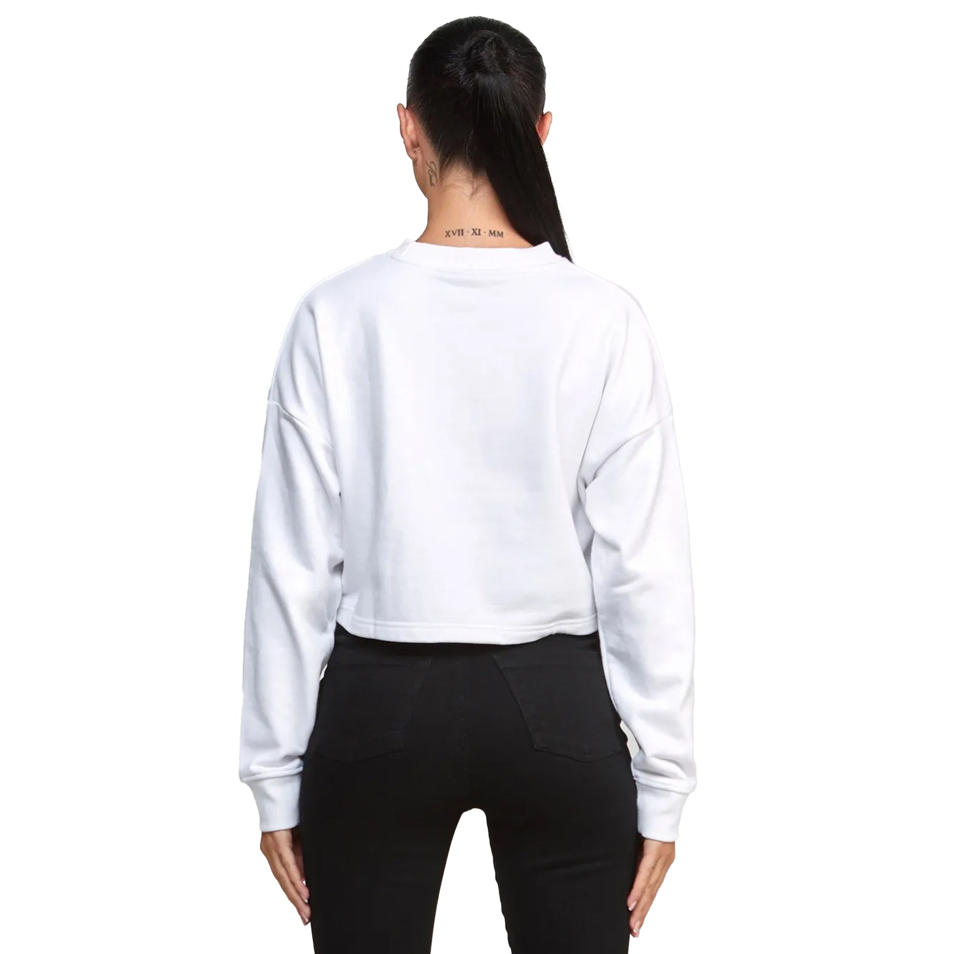 White - Back - SikSilk Womens-Ladies Varsity Crop Sweatshirt