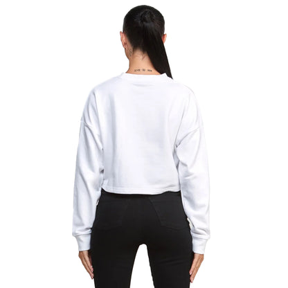 White - Back - SikSilk Womens-Ladies Varsity Crop Sweatshirt