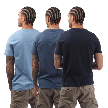 Light Blue-Navy Blue-Slate Blue - Back - Farah Mens Labo T-Shirt (Pack of 3)