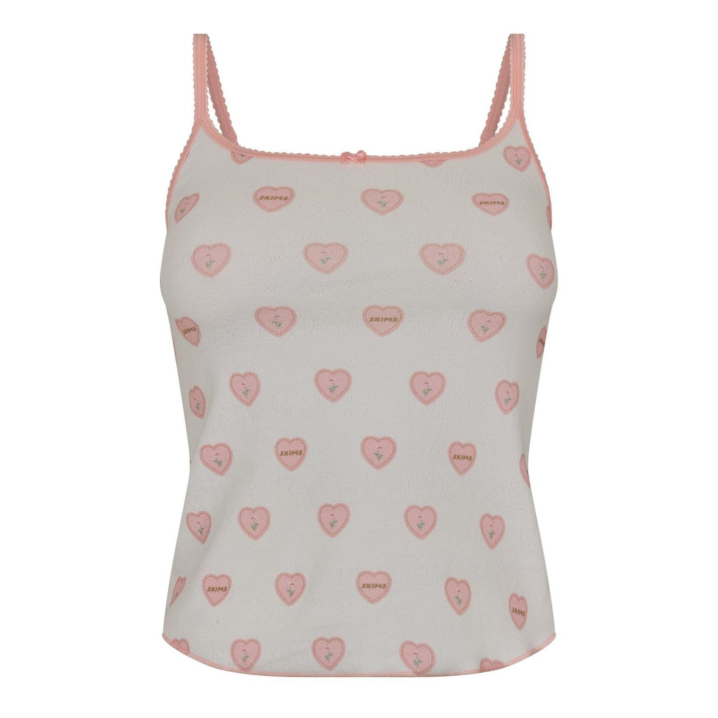 Snow - Front - Skims Womens-Ladies Hearts Pointelle Tank Top