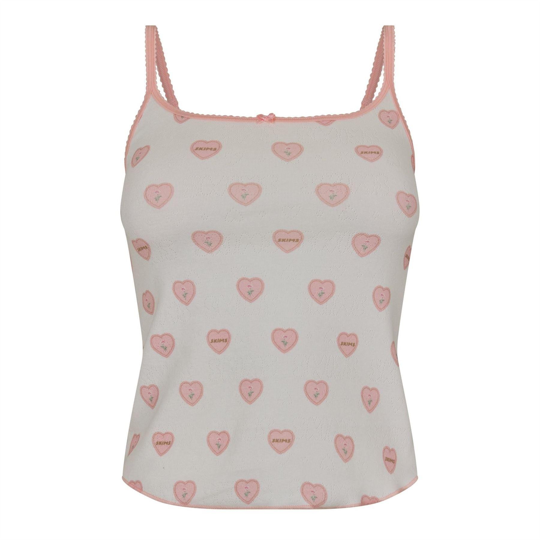 Snow - Front - Skims Womens-Ladies Hearts Pointelle Tank Top