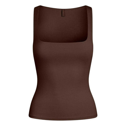 Espresso - Front - Skims Womens-Ladies Square Neck Tank Top