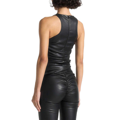 Black - Back - Maniere De Voir Womens-Ladies Asymmetric Racer Top