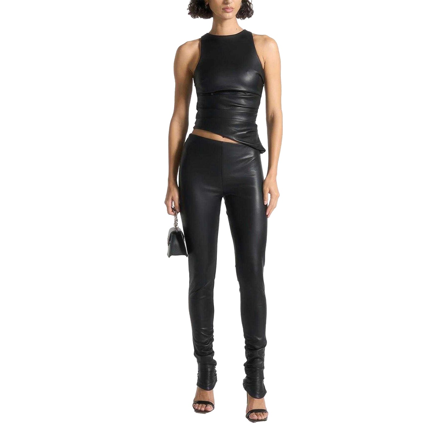 Black - Lifestyle - Maniere De Voir Womens-Ladies Asymmetric Racer Top