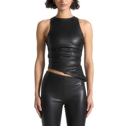 Black - Front - Maniere De Voir Womens-Ladies Asymmetric Racer Top