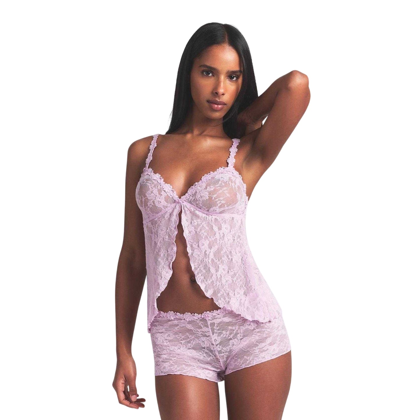 Baby Pink - Side - Skims Womens-Ladies Cherry Lace Stretch Top