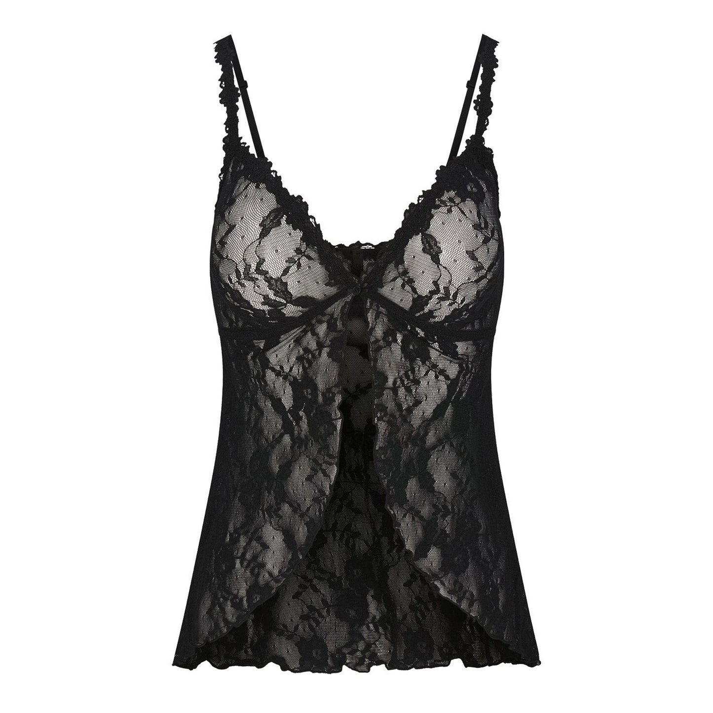 Soot Grey - Front - Skims Womens-Ladies Cherry Lace Stretch Top