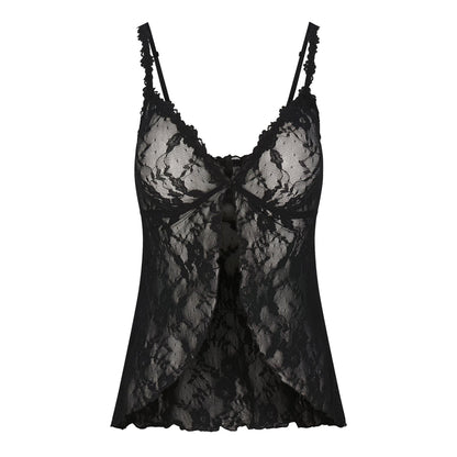 Soot Grey - Front - Skims Womens-Ladies Cherry Lace Stretch Top
