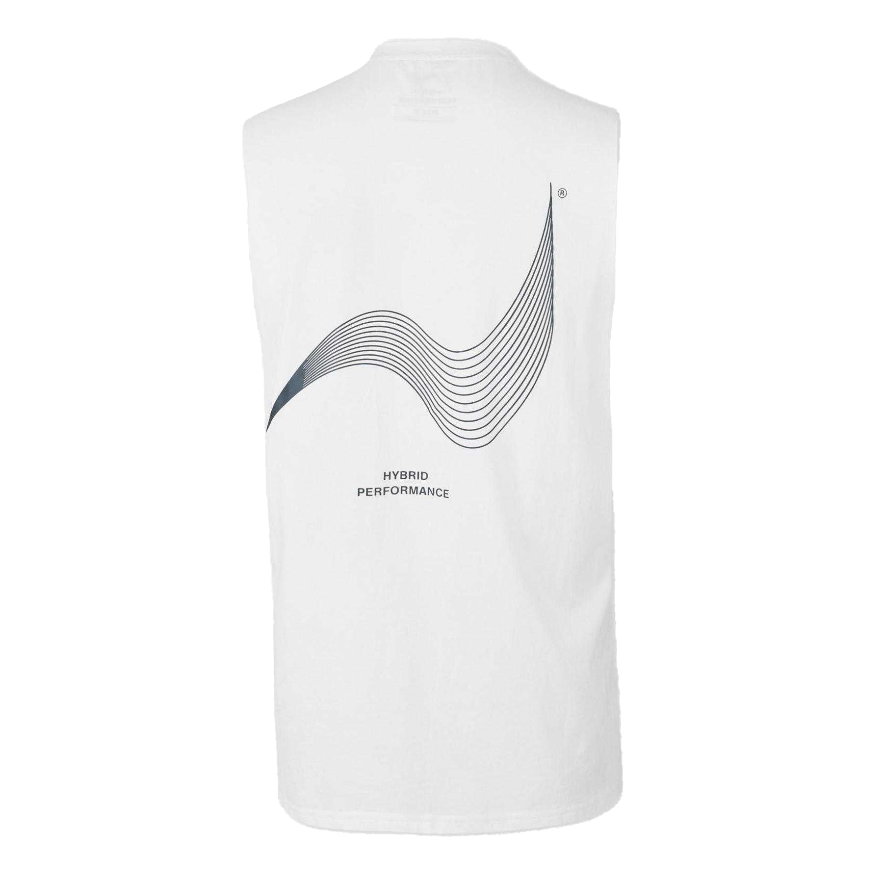White - Back - Hybrid Performance Mens Graphic Print Performance Sleeveless Gym Vest Top
