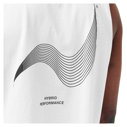 White - Side - Hybrid Performance Mens Graphic Print Performance Sleeveless Gym Vest Top