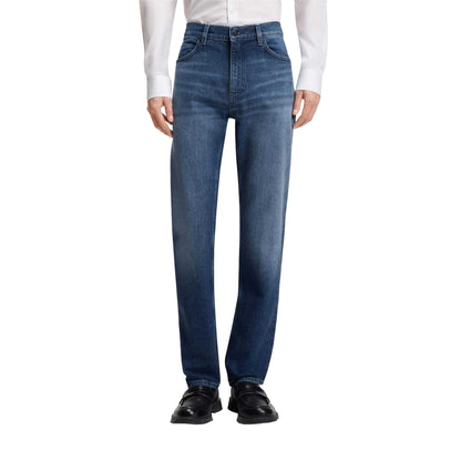 Medium Blue - Side - Hugo Boss Mens 708 Slim Jeans