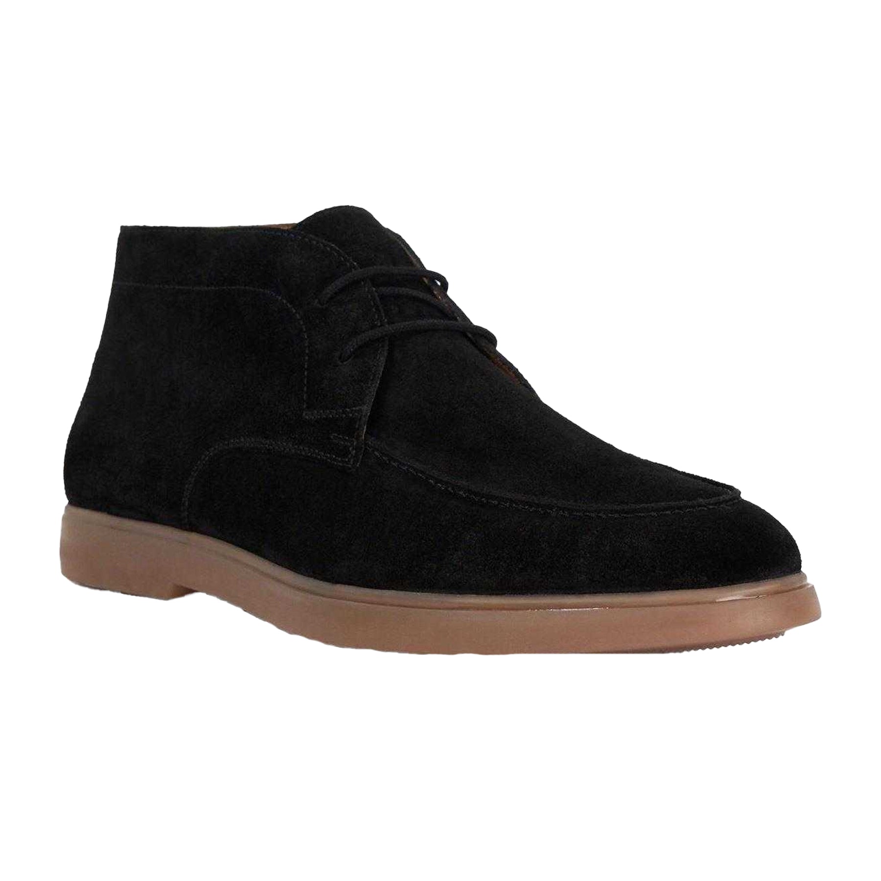 Black - Back - Dune London Mens Lo Backers Suede Flat Chukka Boots
