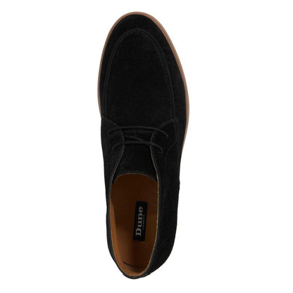 Black - Side - Dune London Mens Lo Backers Suede Flat Chukka Boots