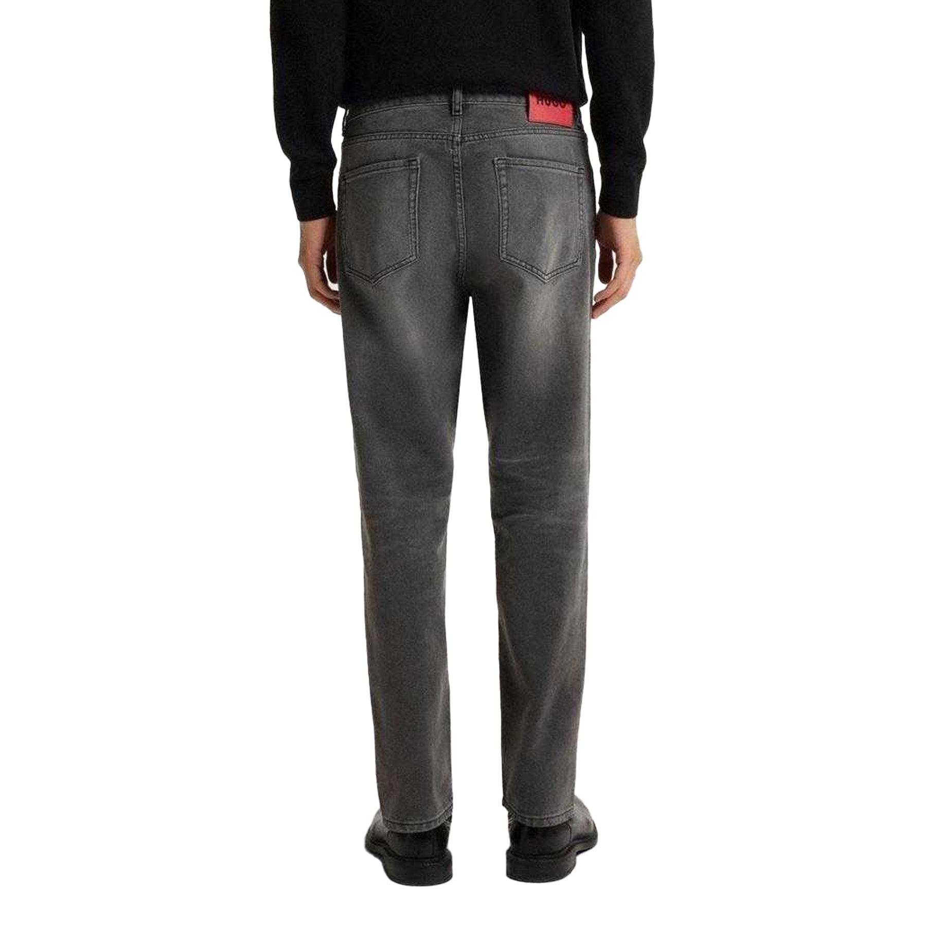Medium Grey - Back - Hugo Mens 838 Faded Tapered Jeans