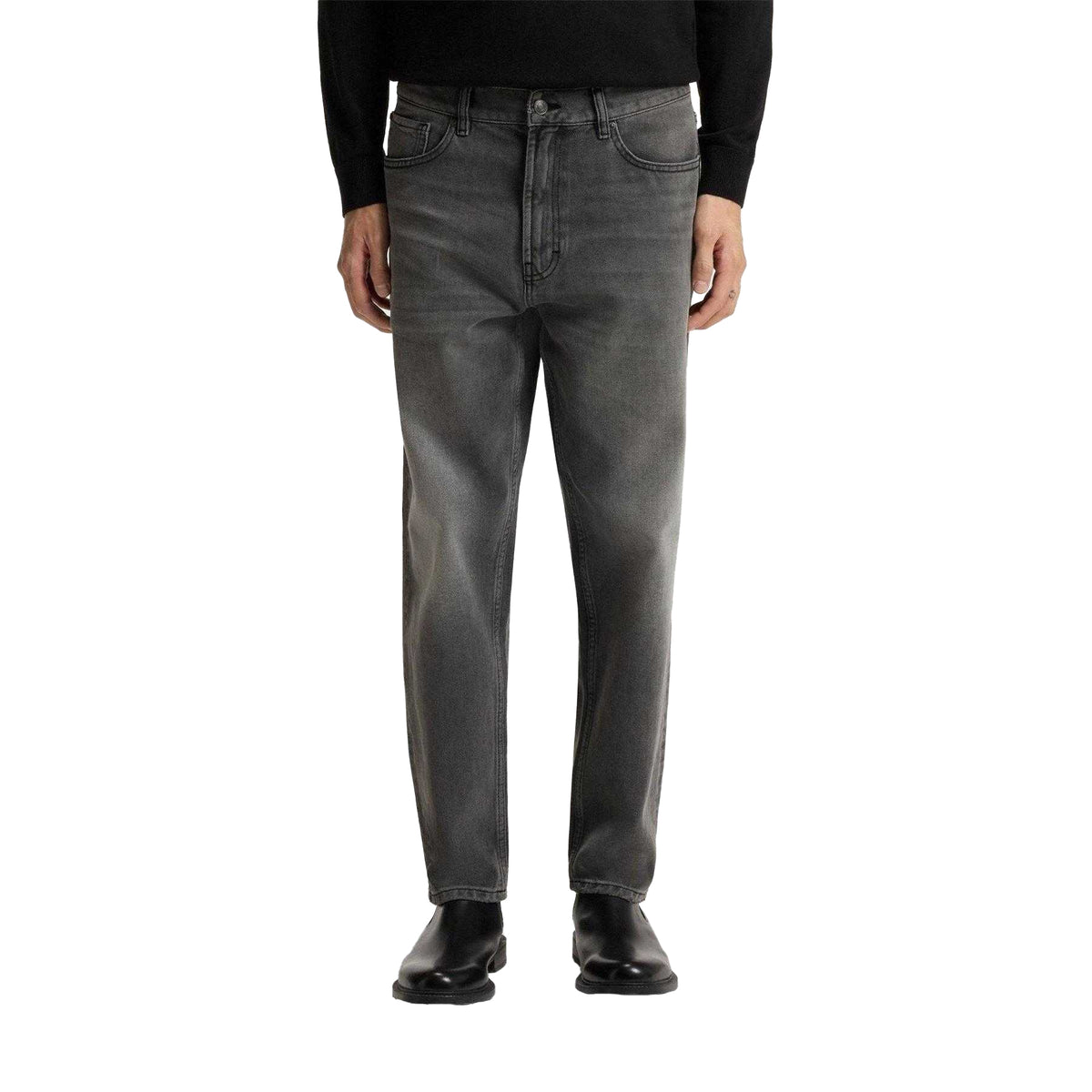 Medium Grey - Side - Hugo Mens 838 Faded Tapered Jeans