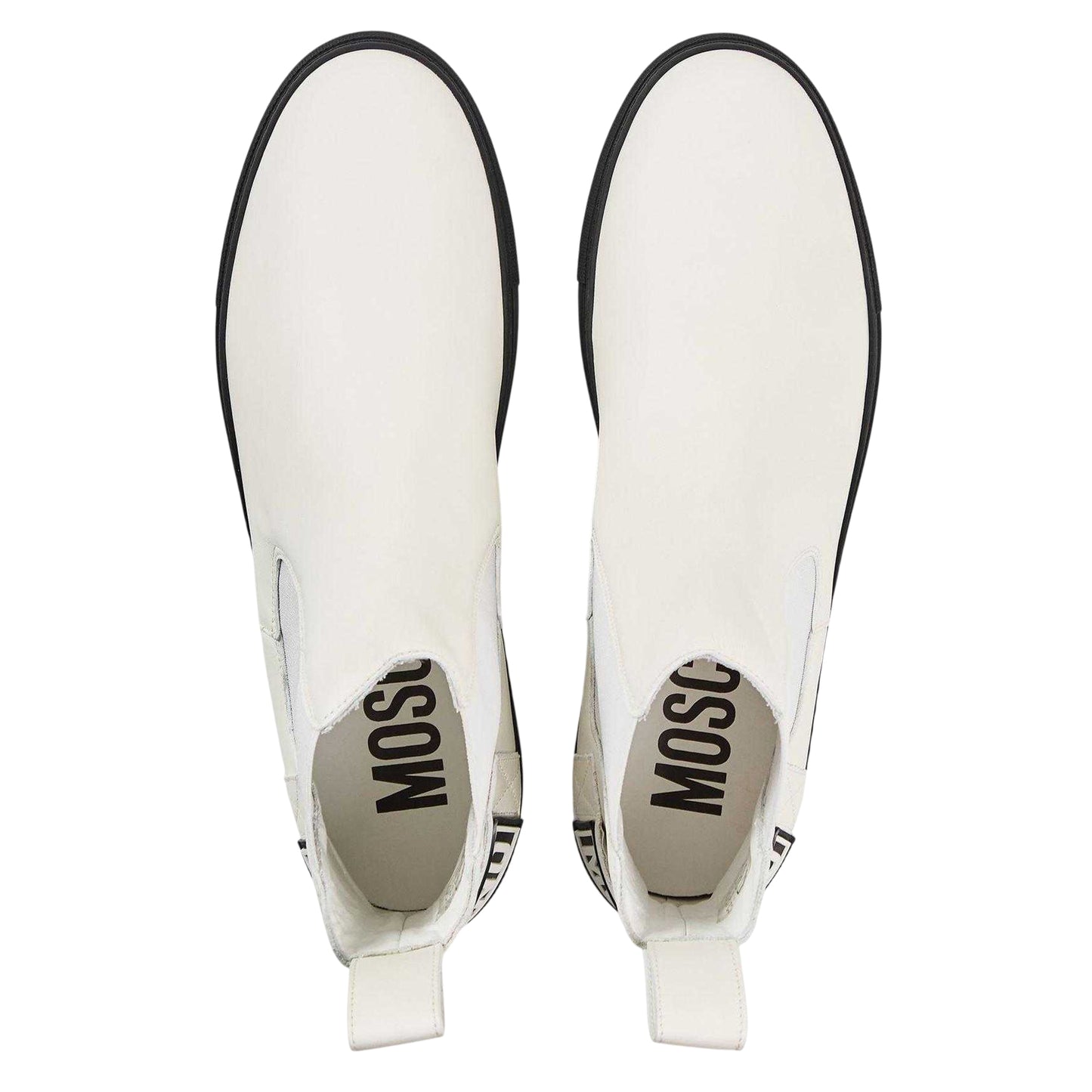 White-Black - Lifestyle - Moschino Mens Flat Ankle Boots