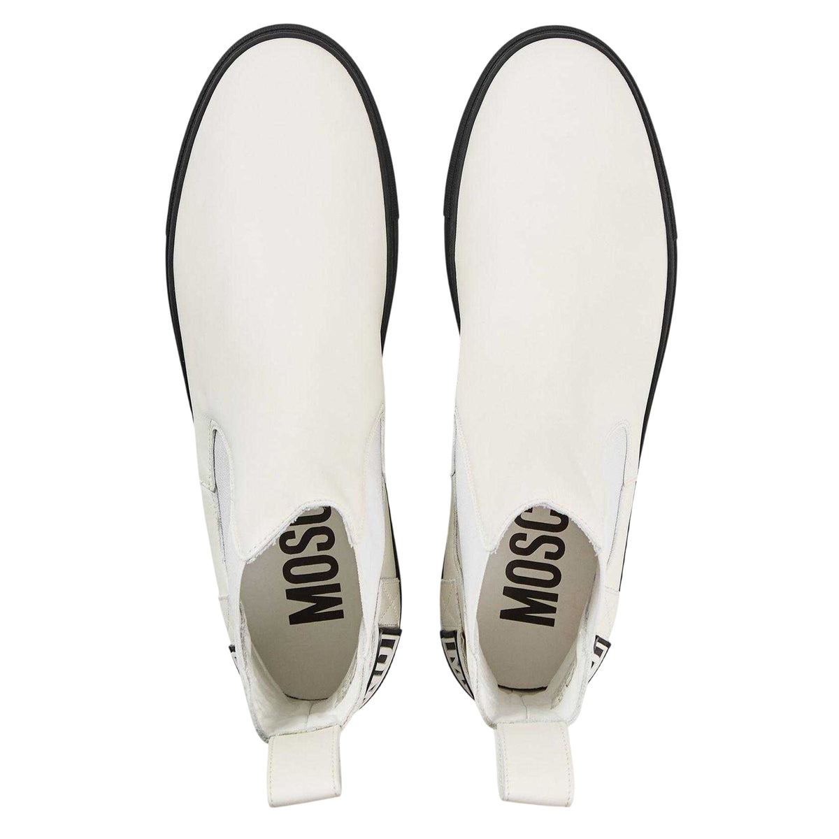 White-Black - Lifestyle - Moschino Mens Flat Ankle Boots